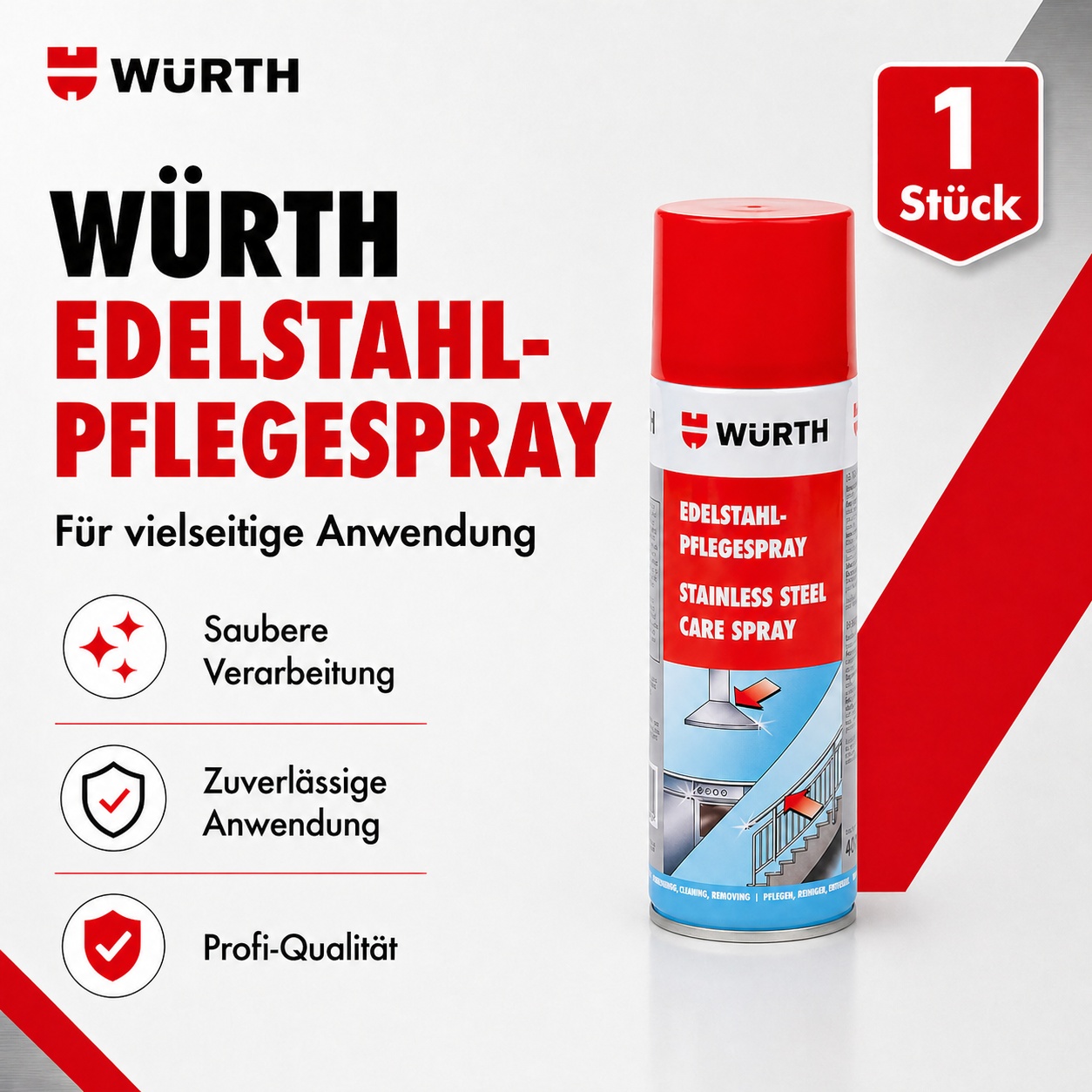 Würth Edelstahlpflegespray 400 ml Edelstahlreiniger Pflege Spray 0893121