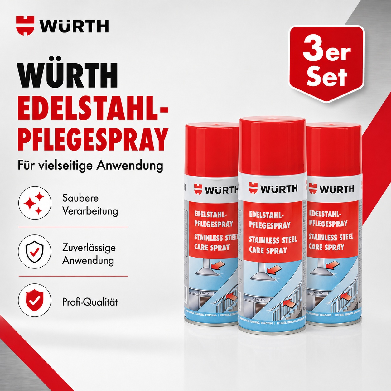 Würth Edelstahlpflegespray 400 ml Edelstahlreiniger Pflege Spray 0893121